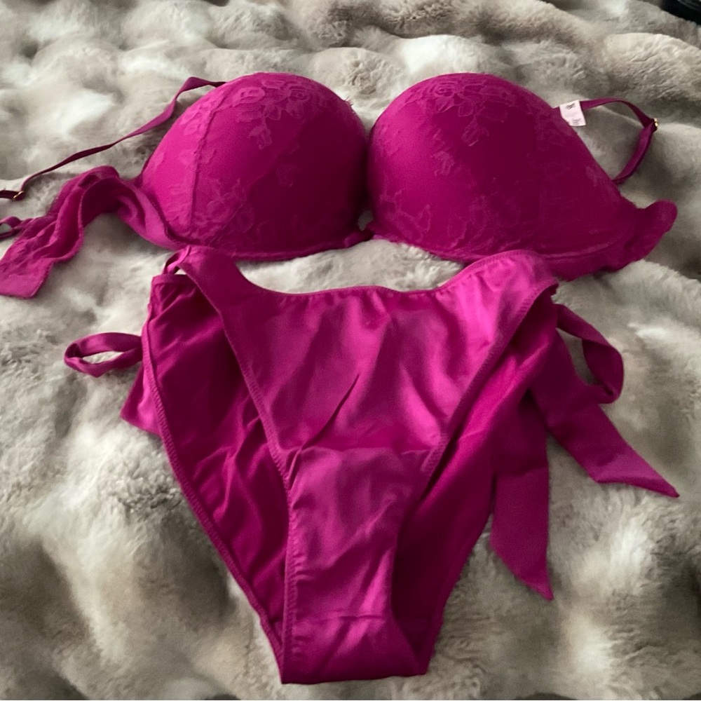 Victoria's Secret Pink Lace Bra and Panty Set
